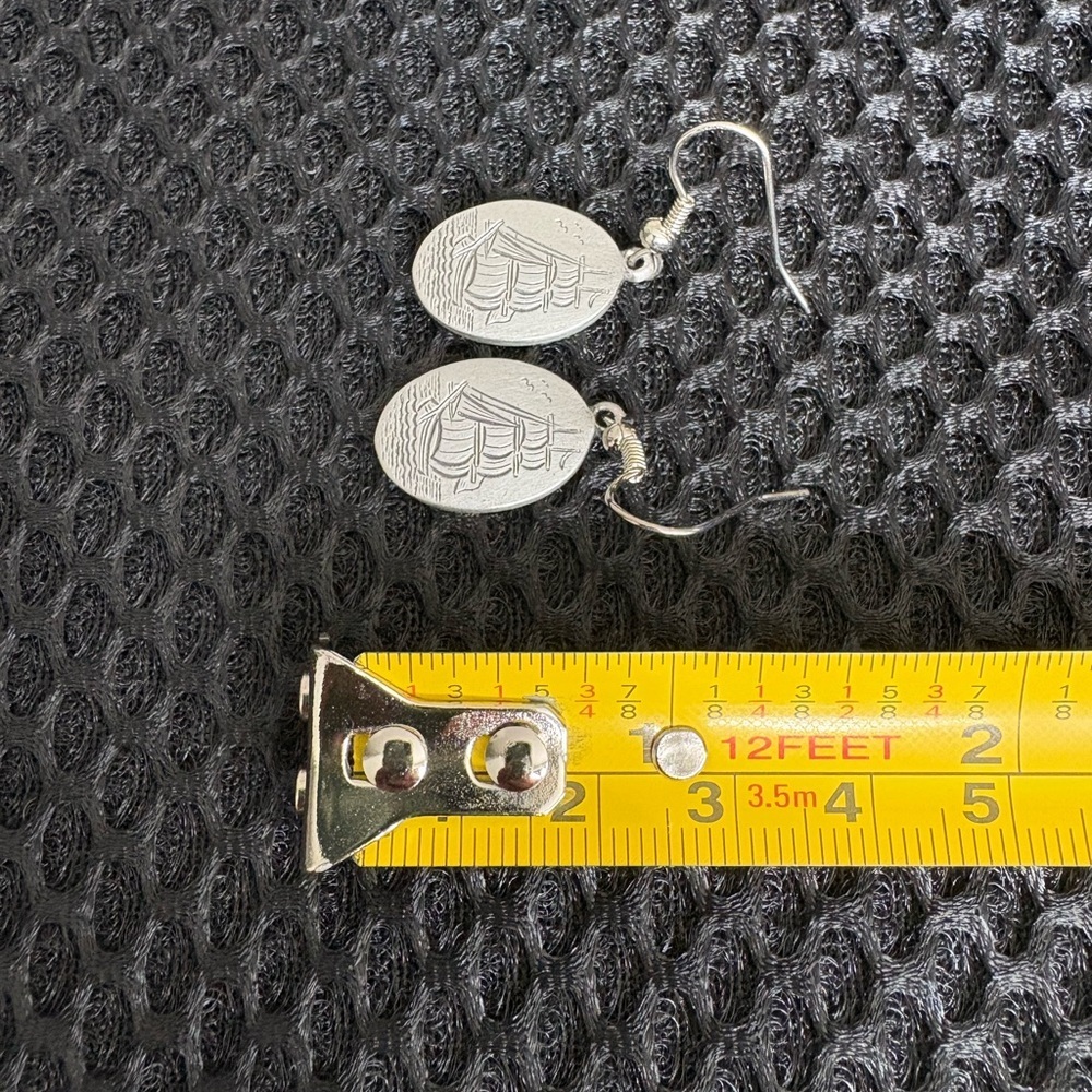 Scrimshaw Pewter Tall Ship Dangle Earrings - Picture 6 of 6